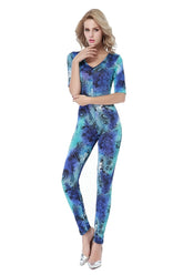 Kaamastra Blue Flower Printed Jumpsuit